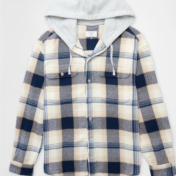 American Eagle Outfitters Other - American Eagle Outfitters Blue and Cream Plaid Shirt Jacket